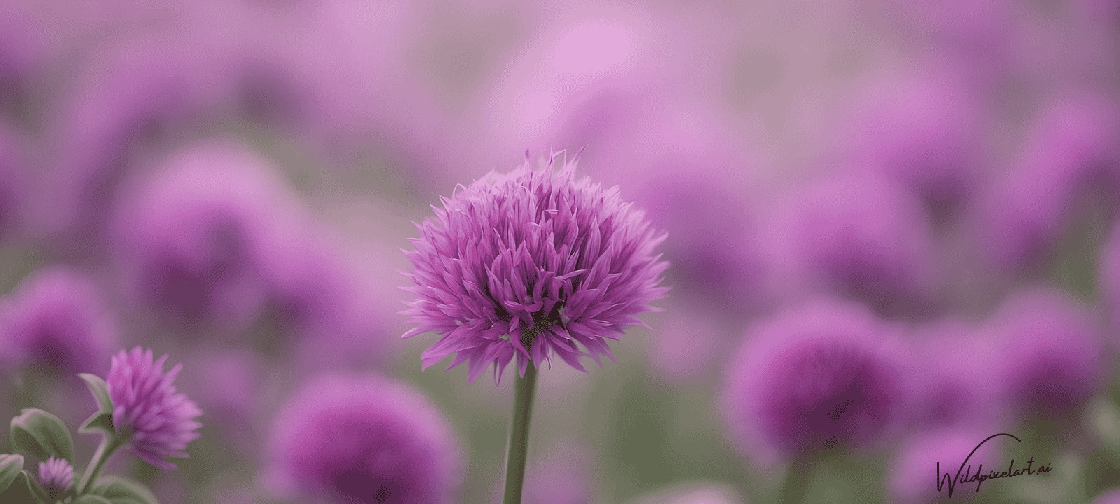 Purple allium field photography AI art — WildPixelAI