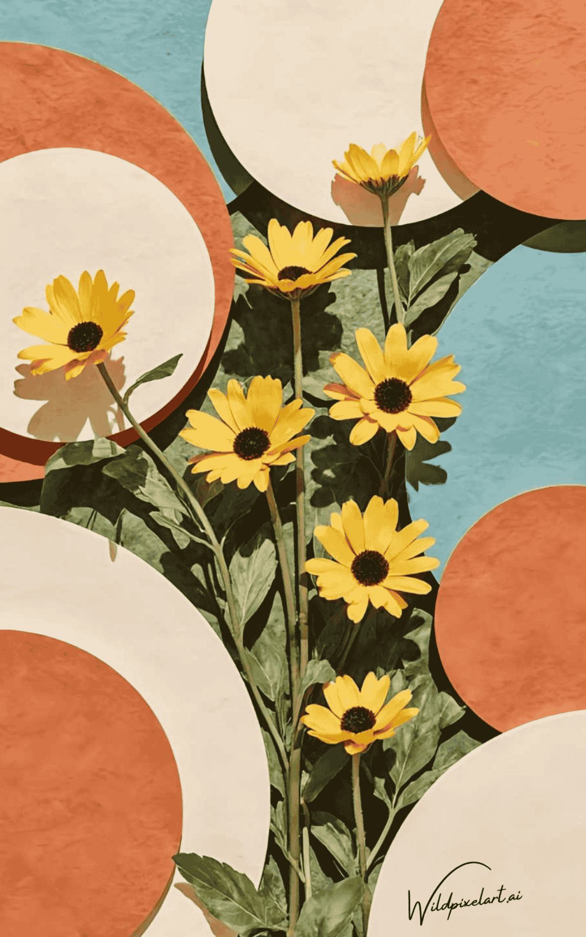 Sunflower geometric circles photography AI art — WildPixelAI