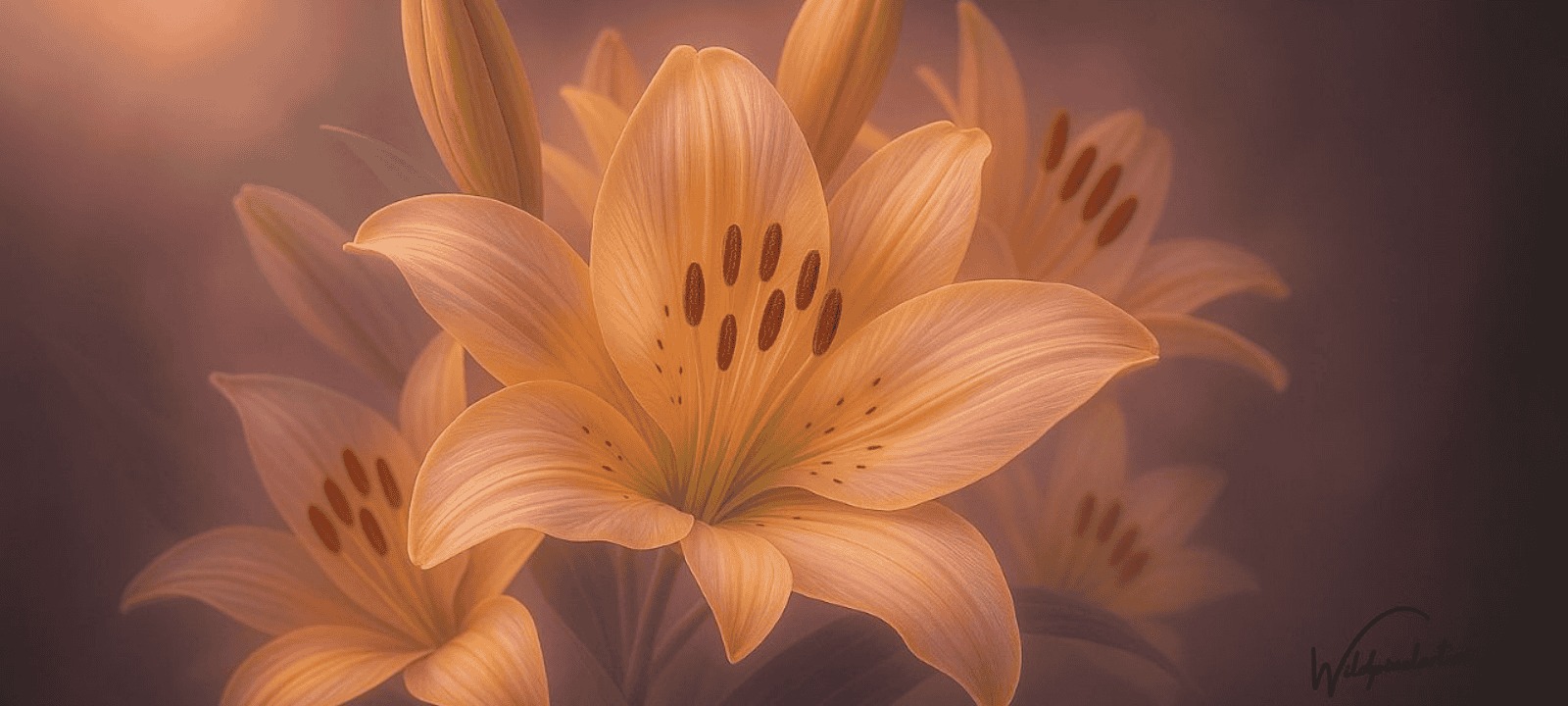 Yellow lily golden light AI art — WildPixelAI