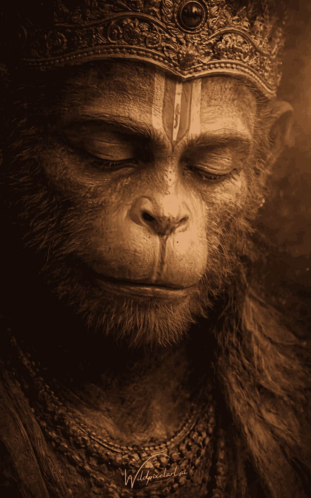 Hanuman Ji cinematic AI art — WildPixelAI